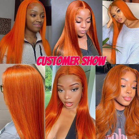 13x4 Ginger Orange 350# Straight Hair Wigs Human Hair - 14A 13x4 Ginger Orange 350# Straight Hair Wigs Human Hair - 14A