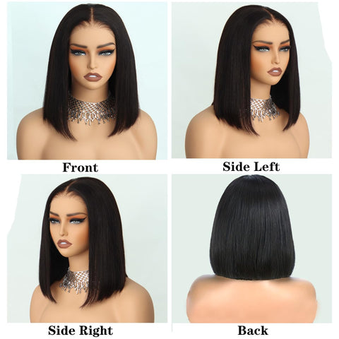 13x4 Straight Hair Bob Wigs Human Hair - Double Drawn