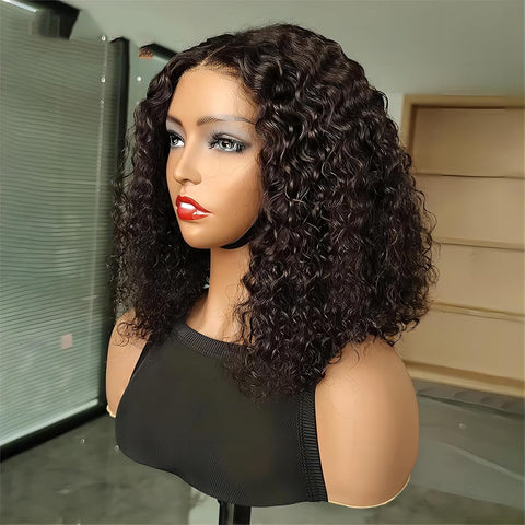 13x4 Water Wave Bob Wigs Human Hair - Double Drawn