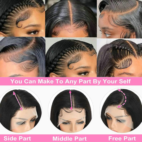 13x4 Straight Hair Bob Wigs Human Hair - Double Drawn