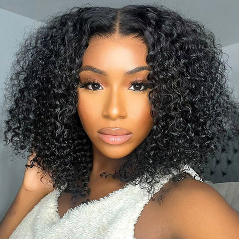 13x4 Jerry Curly Bob Wigs Human Hair - Double Drawn