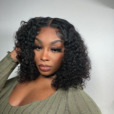 13x4 Jerry Curly Bob Wigs Human Hair - Double Drawn