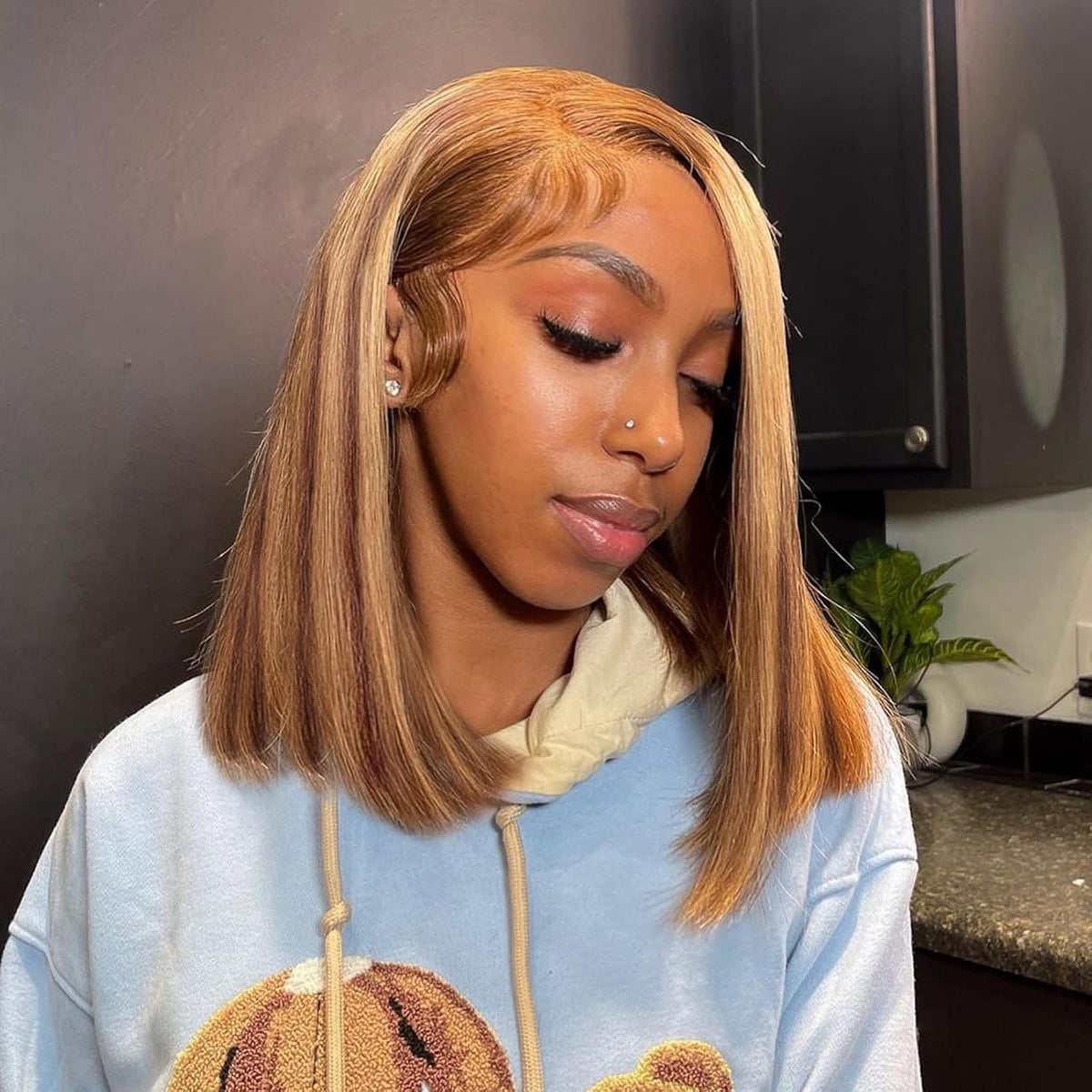 13x4 Paino Color 4/27# Straight Hair Bob Wigs Human Hair - 14A