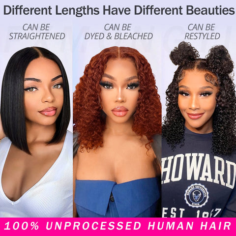 13x4 Jerry Curly Bob Wigs Human Hair - 14A