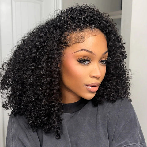 13x4 Jerry Curly Bob Wigs Human Hair - Double Drawn