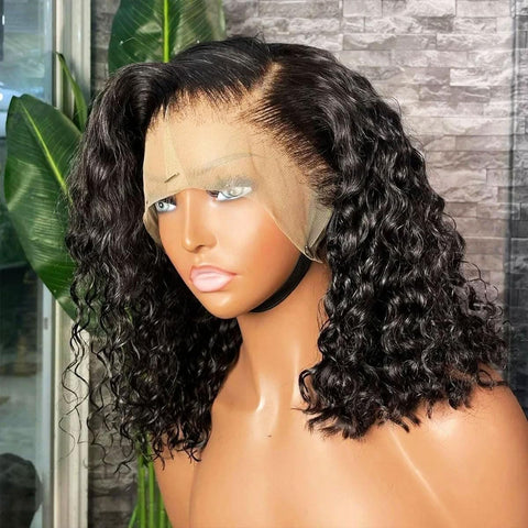 13x4 Water Wave Bob Wigs Human Hair - Double Drawn