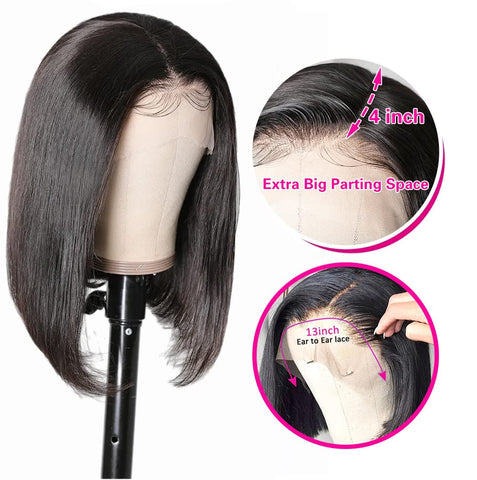 13x4 Straight Hair Bob Wigs Human Hair - 14A