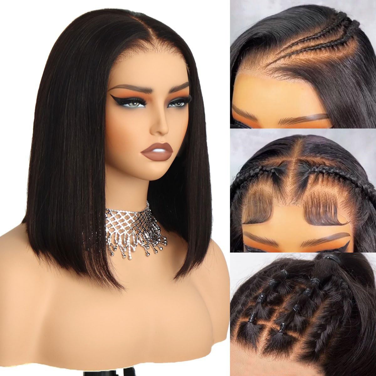 13x4 Straight Hair Bob Wigs Human Hair - Double Drawn