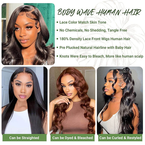 13x4 Body Wave Wigs Human Hair - Double Drawn