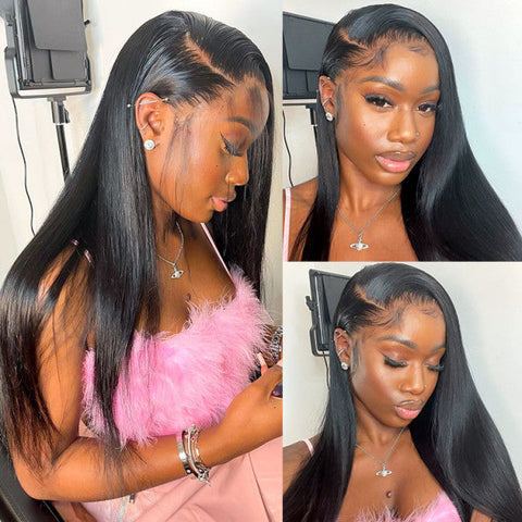 13x4 Straight Hair Wigs Human Hair - Double Drawn