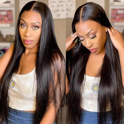 13x4 Straight Hair Wigs Human Hair - Double Drawn