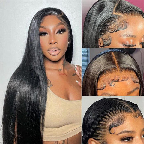 13x4 Straight Hair Wigs Human Hair - Double Drawn