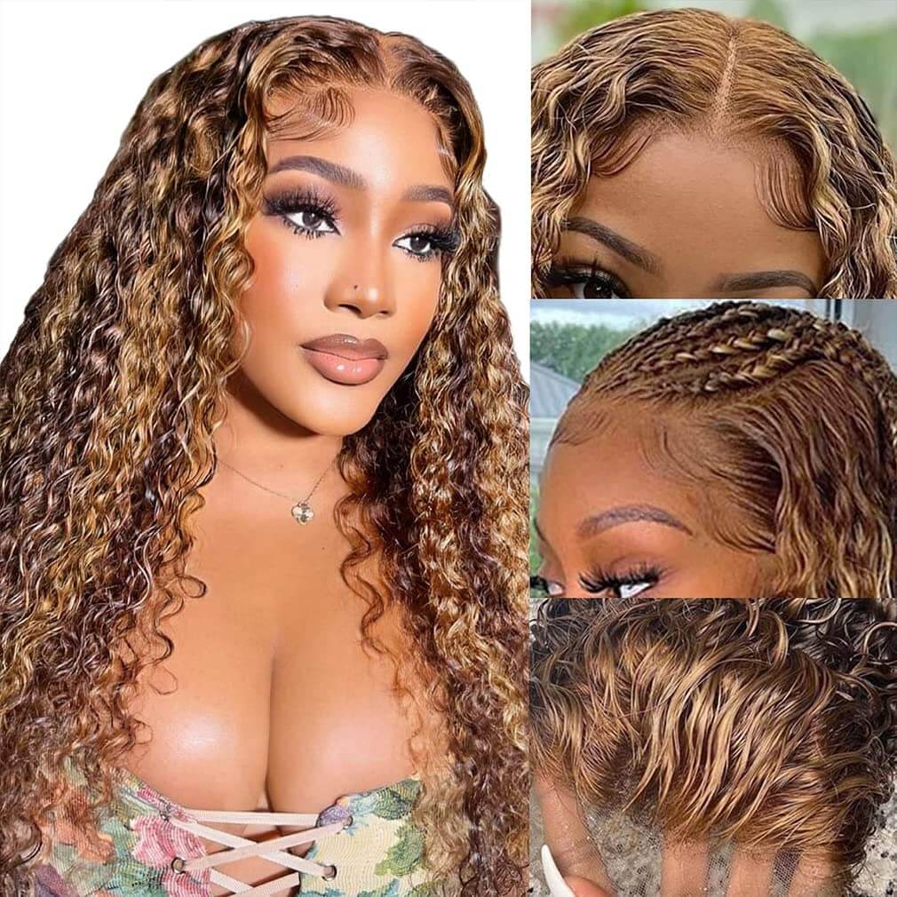 13x4 4/27 Paino Water Wave Wigs Human Hair - 14A