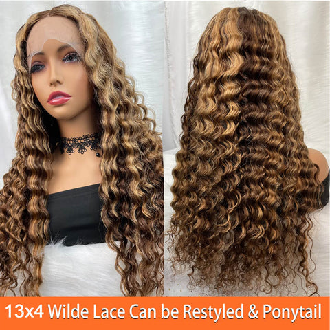 13x4 4/27 Paino Water Wave Wigs Human Hair - 14A
