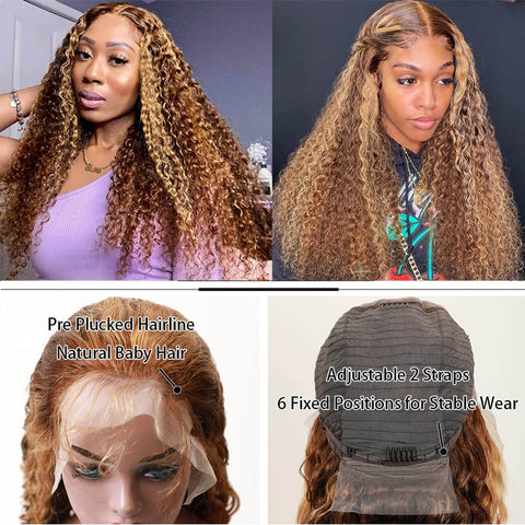 13x4 4/27 Paino Water Wave Wigs Human Hair - 14A