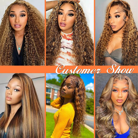 13x4 4/27 Paino Water Wave Wigs Human Hair - 14A