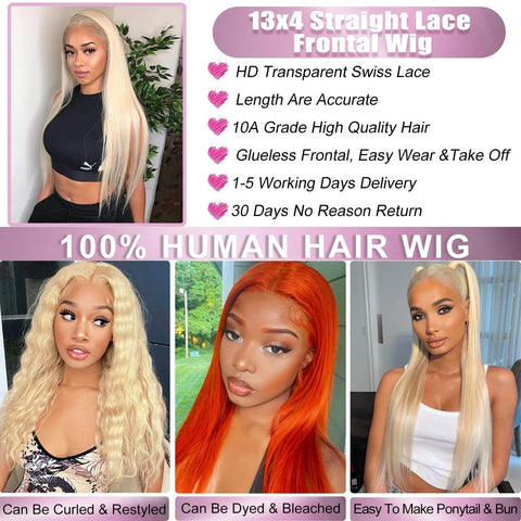13x4 613# Straight Hair Wigs Human Hair - 14A