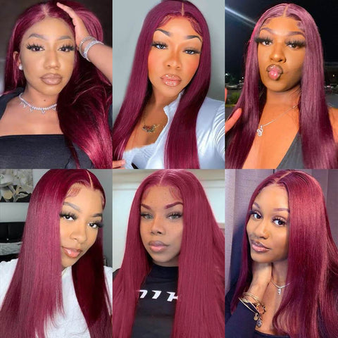 13x4 99J Straight Hair Wigs Human Hair - 14A