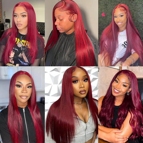13x4 99J Straight Hair Wigs Human Hair - 14A