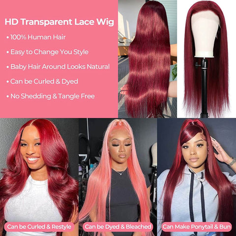 13x4 99J Straight Hair Wigs Human Hair - 14A