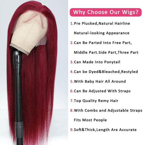 13x4 99J Straight Hair Wigs Human Hair - 14A