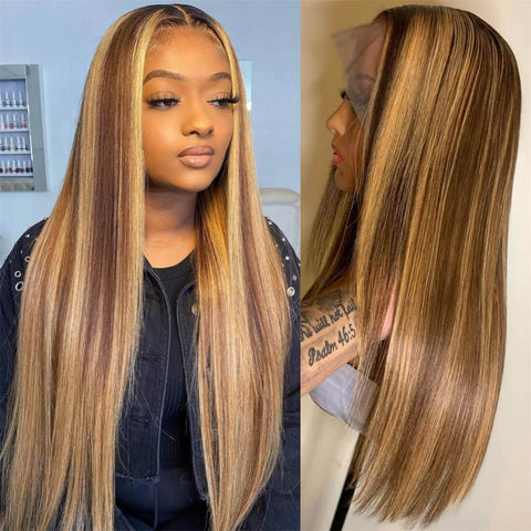 13x4 4/27 Paino Straight Hair Wigs Human Hair - 14A