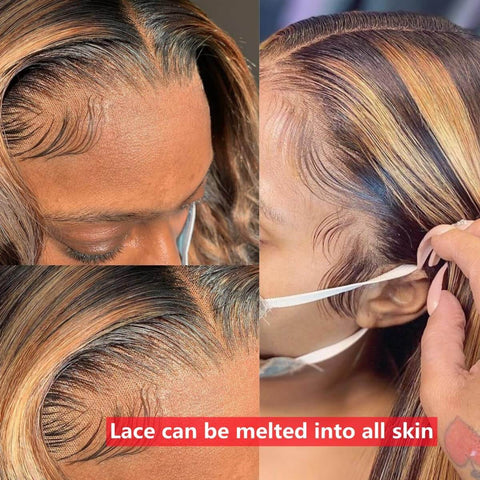 13x4 4/27 Paino Straight Hair Wigs Human Hair - 14A