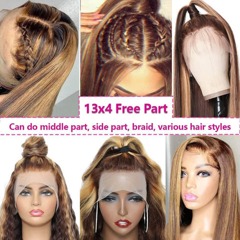 13x4 4/27 Paino Straight Hair Wigs Human Hair - 14A