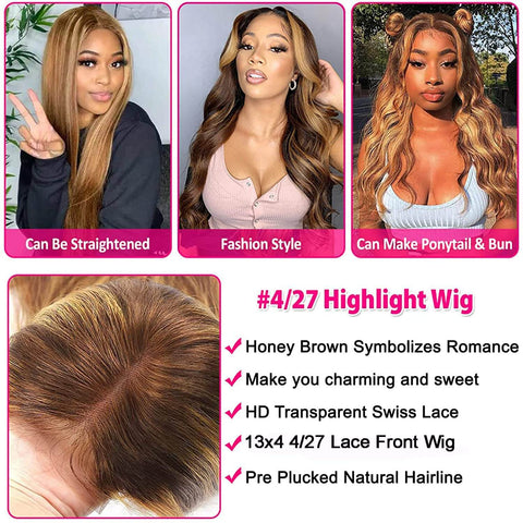 13x4 4/27 Paino Straight Hair Wigs Human Hair - 14A