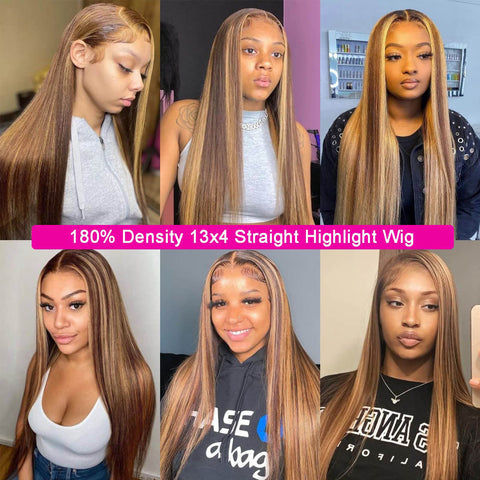 13x4 4/27 Paino Straight Hair Wigs Human Hair - 14A