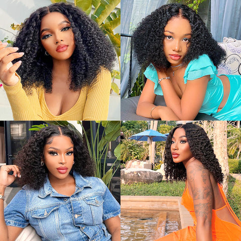 13x4 Jerry Curly Bob Wigs Human Hair - 14A
